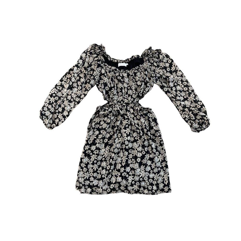 ASTR the Label Off Shoulder Sexy Cutout Ruffle Daisy Floral Mini Dress Lined Med